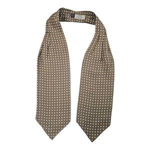 ERVÉ JACQUES Beige Polka Dot Silk ASCOT CRAVAT ITALY 52"/ 6.1" EC